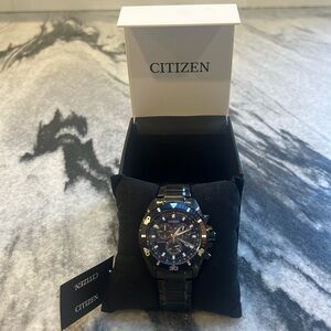 Citizen Men's Eco Drive Weekender Chronograph Black/Blue 44mm Watch
